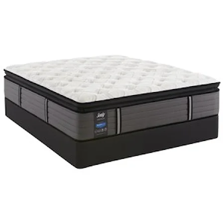 Queen 14" Cushion Firm Euro Pillow Top Pocketed Coil Mattress and StableSupport™ Foundation